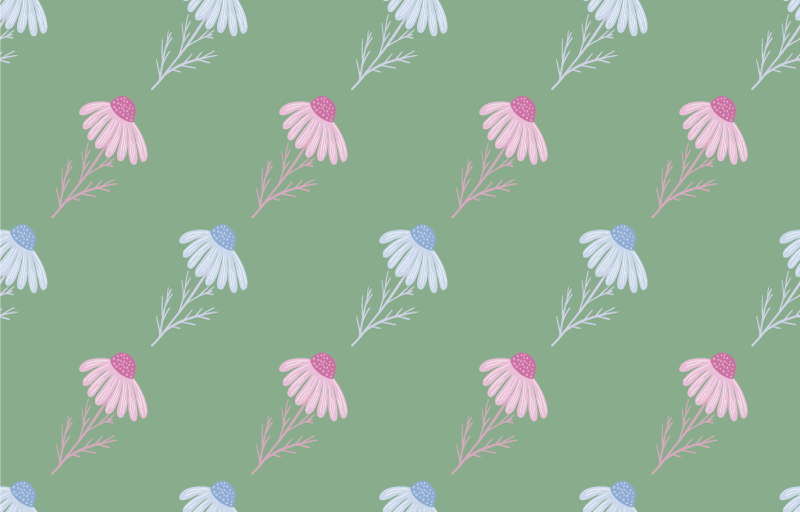 Tapete vinílico flores e plantas padrão margarida camomila - TenStickers