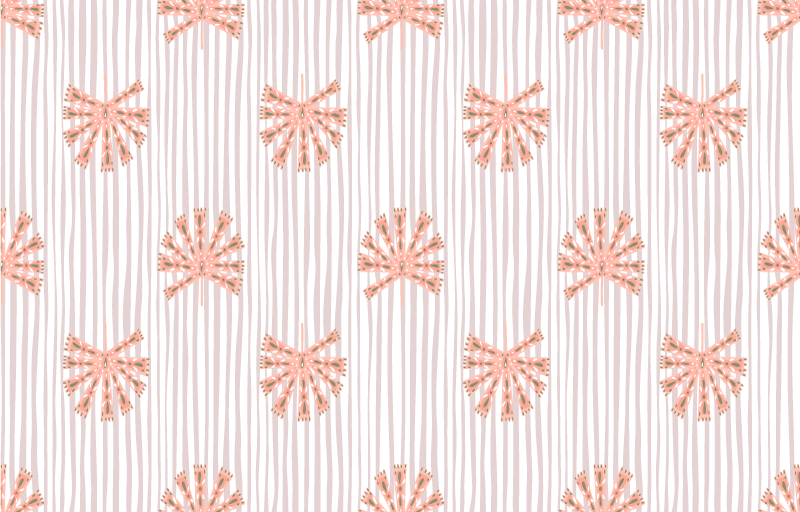 Tapete vinílico flores e plantas rosa pastel geométrico - TenStickers