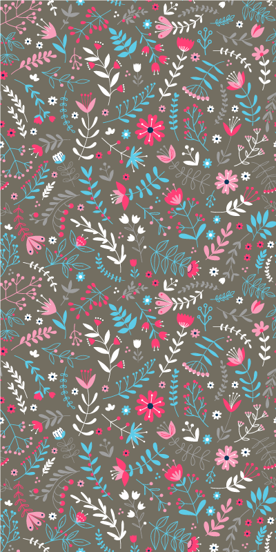Tapete vinílico flores e plantas estampa floral colorida - TenStickers
