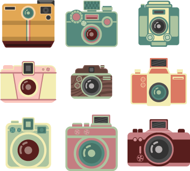 Tapete vinílico para sala de jantar câmeras vintage - TenStickers