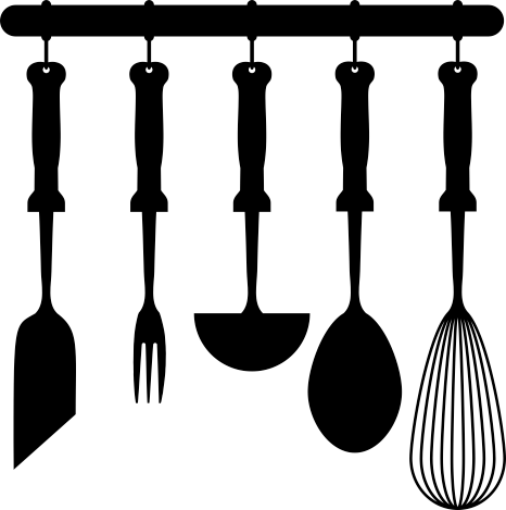 Tapete vinílico cozinha utensílios pendurados - TenStickers