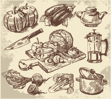 Tapete vinílico cozinha com ilustração vintage - TenStickers