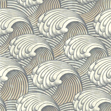 Tapete vinílico para sala de jantar ondas vintage - TenStickers