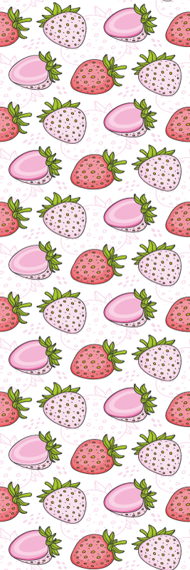 Tapete vinílico cozinha morangos rosa e vermelhos - TenStickers