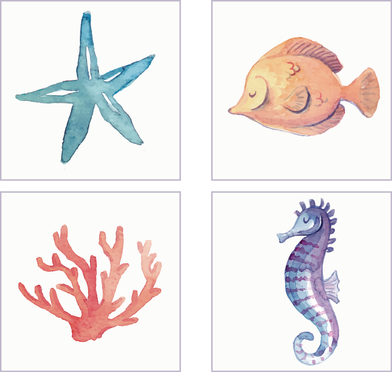 Tapete vinílico casa de banho animais marinhos - TenStickers