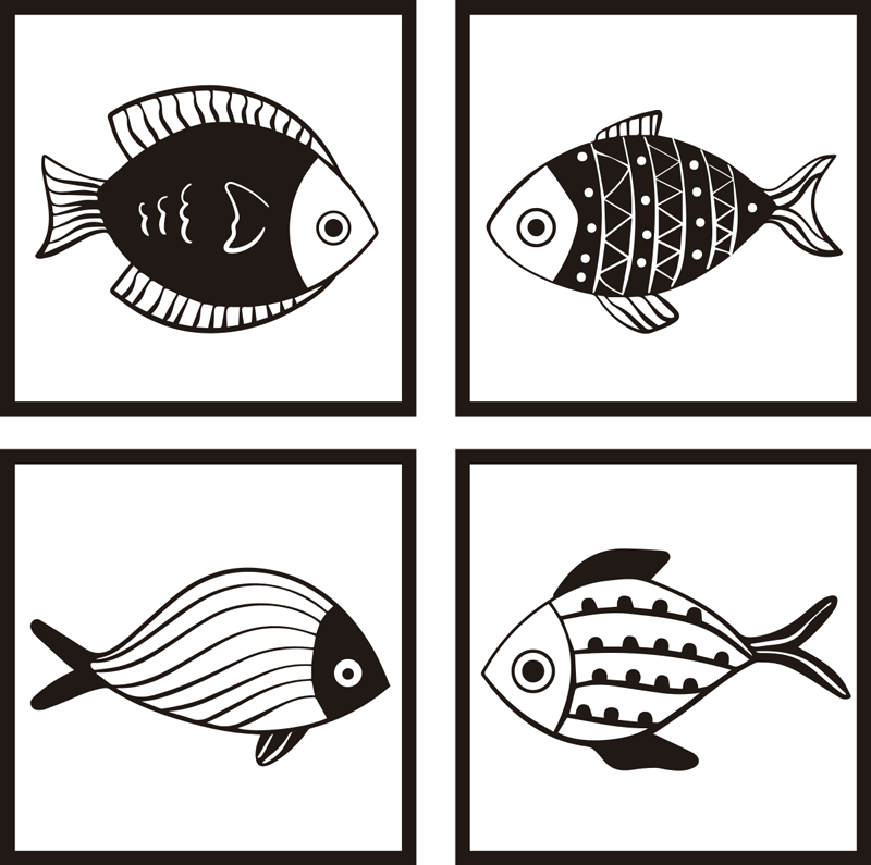 Tapete vinílico casa de banho com padrão de peixes - TenStickers