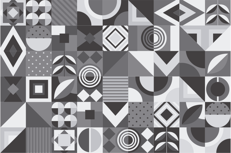 Tapete vinílico casa de banho azulejos geométricos cinza - TenStickers