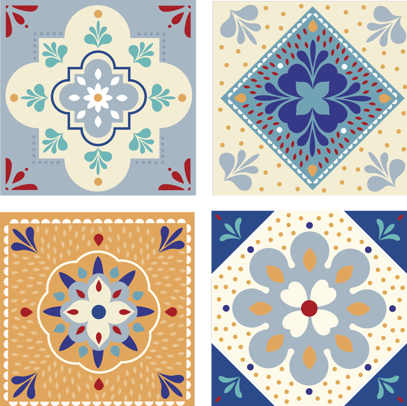 Tapete vinílico casa de banho paleta colorida - TenStickers