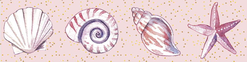 Tapete vinílico casa de banho vida marinha border - TenStickers