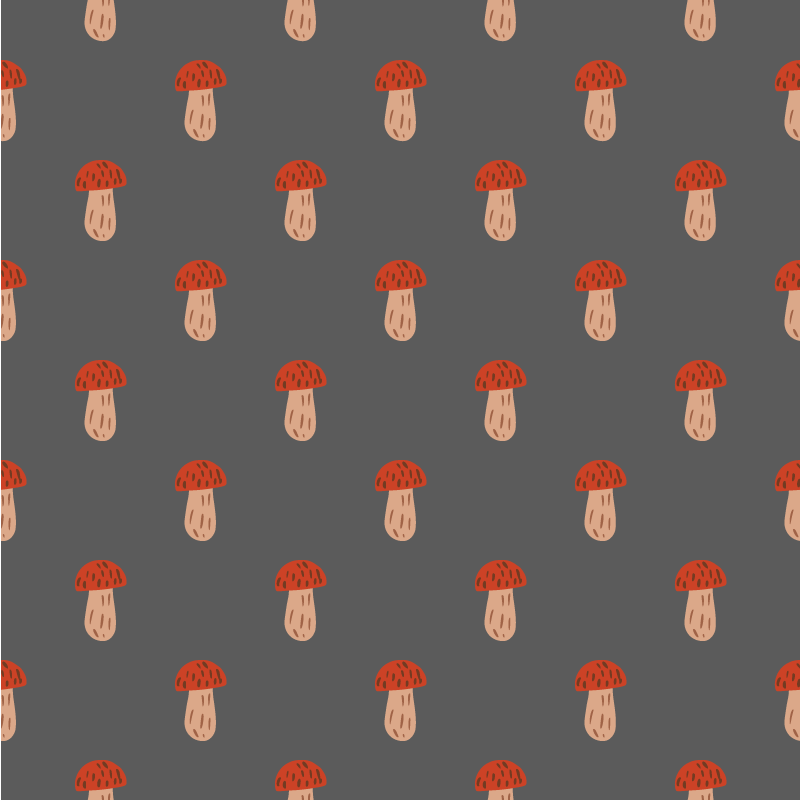 Tapete vinílico flores e plantas fundo cinza cogumelos - TenStickers