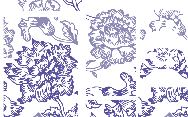 Tapete vinílico flores e plantas padrão floral roxo suave - TenStickers