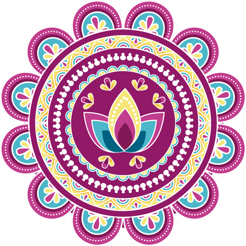 Tapete vinílico flores e plantas mandala colorida de lótus - TenStickers