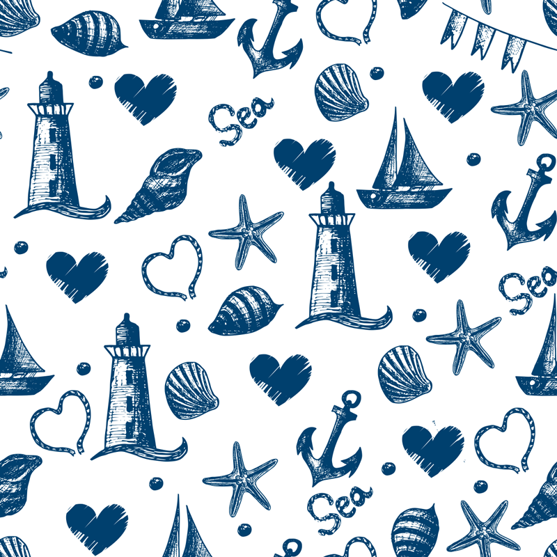 Tapete vinílico flores e plantas tema náutico - TenStickers