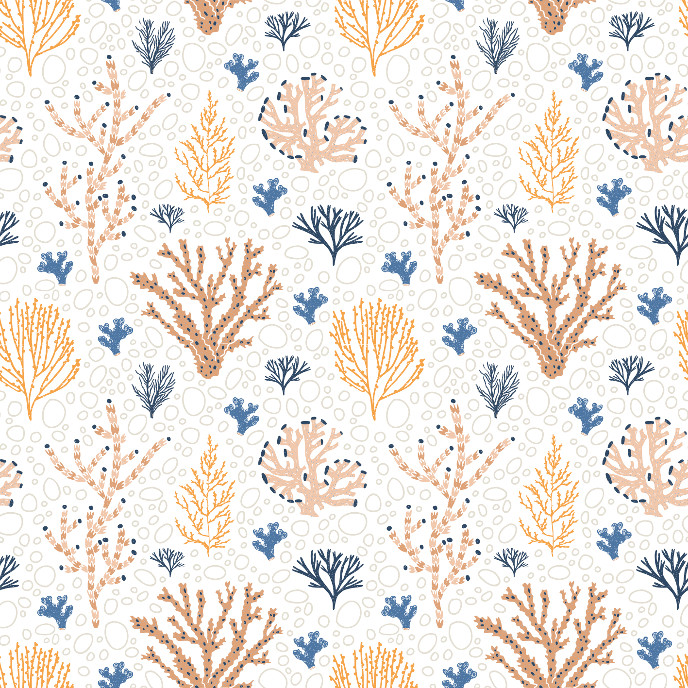 Tapete vinílico flores e plantas padrão coral estiloso - TenStickers