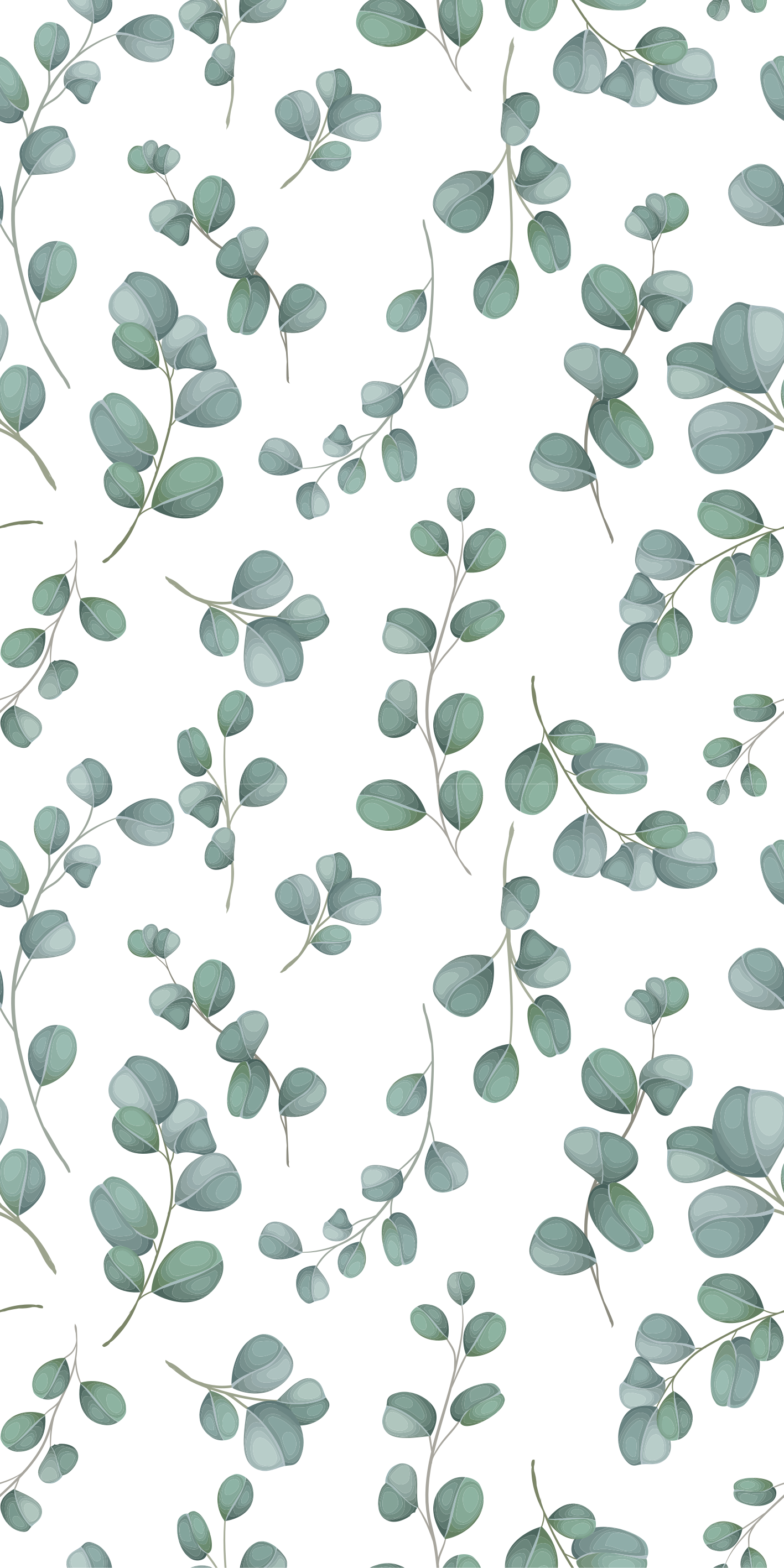 Tapete vinílico flores e plantas em design de eucalipto - TenStickers