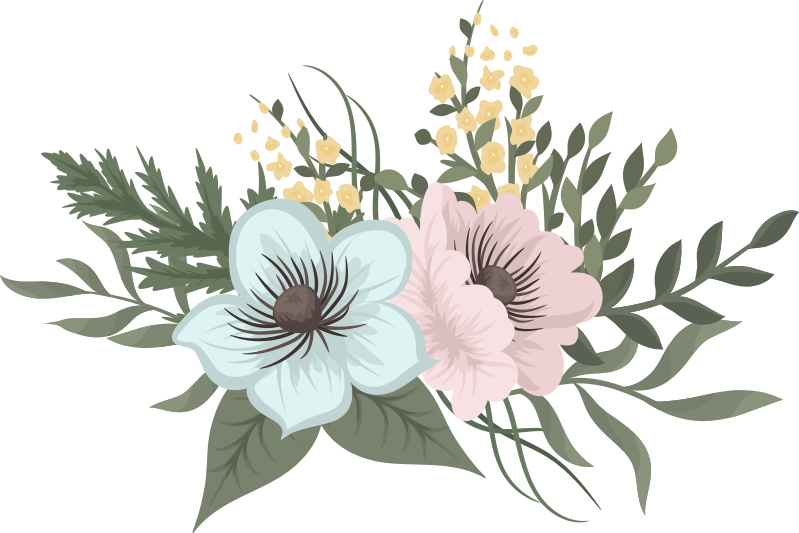Tapete vinílico flores e plantas arranjo botânico - TenStickers