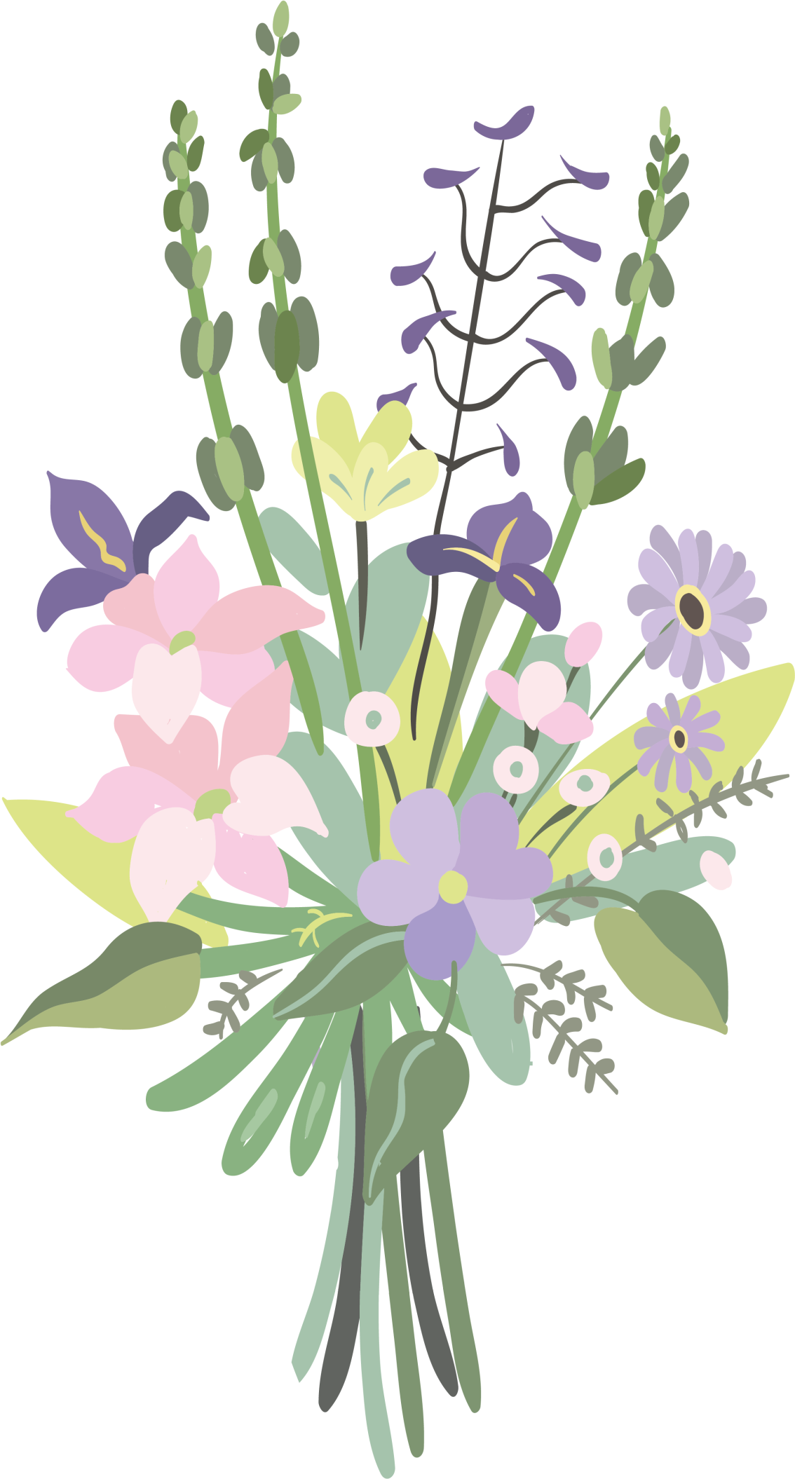 Tapete vinílico flores e plantas buquê floral colorido - TenStickers