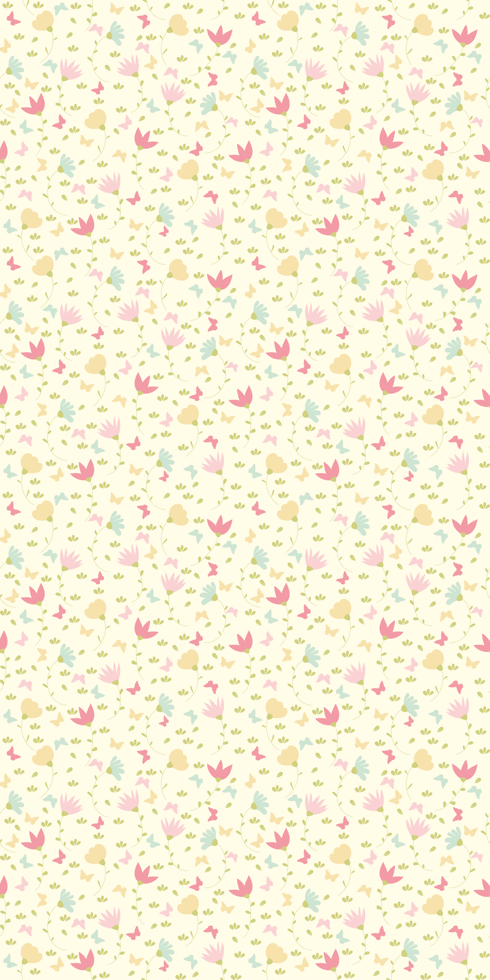 Tapete vinílico quarto flores e borboletas - TenStickers