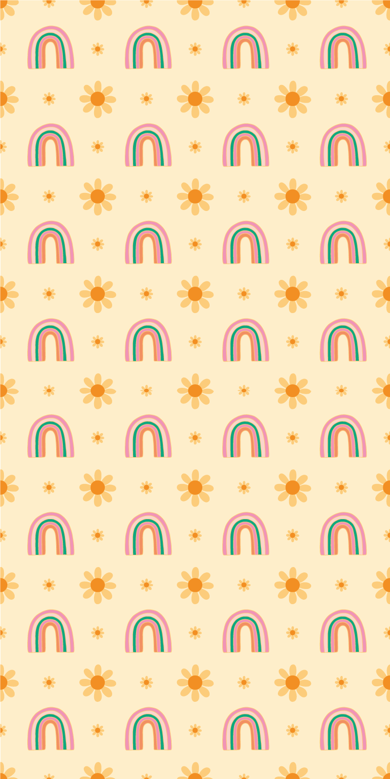 Tapete vinílico quarto flores e arco-íris - TenStickers