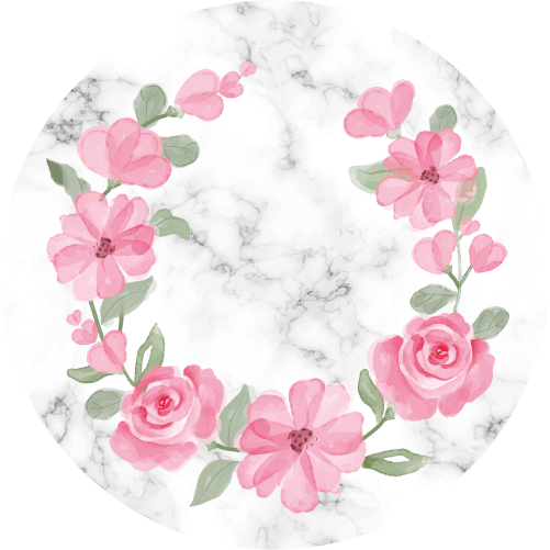Tapete vinílico quarto com coroa de flores em mármore - TenStickers
