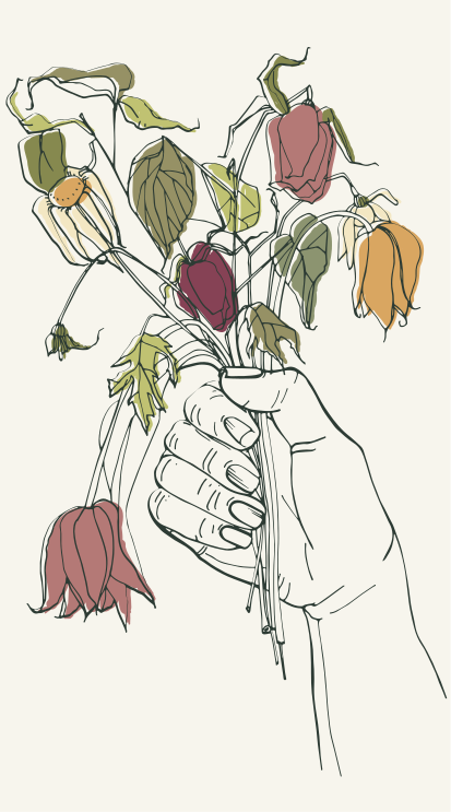 Tapete vinílico quarto flores à mão - TenStickers