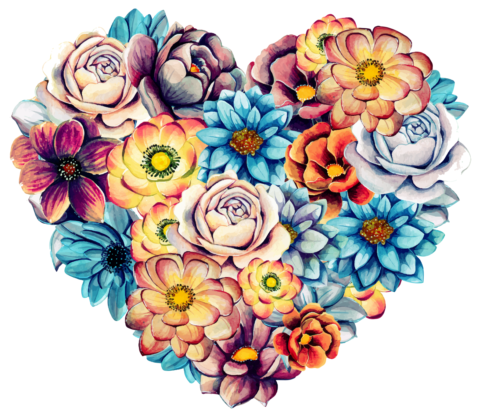 Tapete vinílico quarto arranjo floral coração - TenStickers