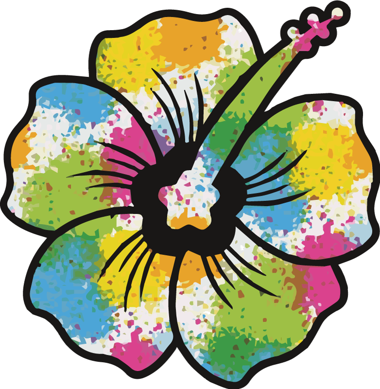 Tapete vinílico quarto flor de hibisco colorida - TenStickers