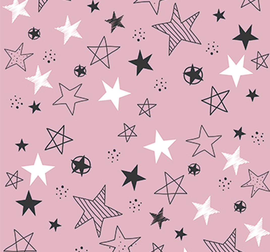 Tapete vinílico estrelas padrão rosa e preto - TenStickers