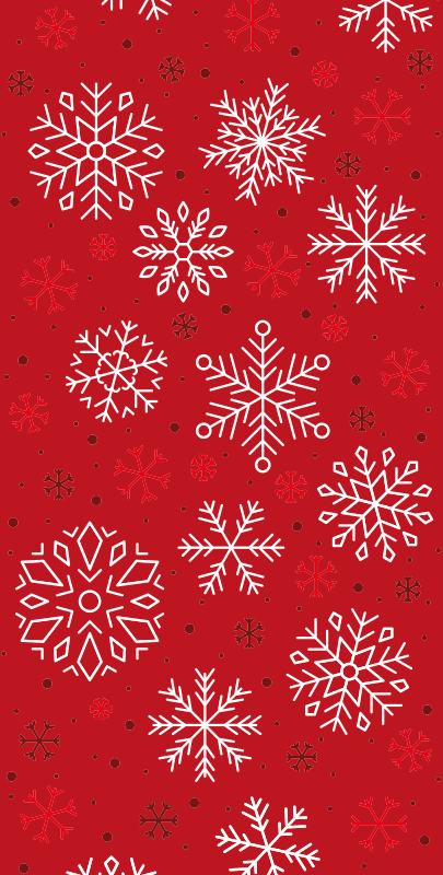 Tapete vinílico do natal flocos de neve em fundo vermelho - TenStickers
