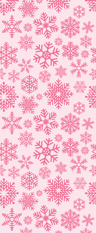 Tapete vinílico do natal com design de flocos rosa - TenStickers