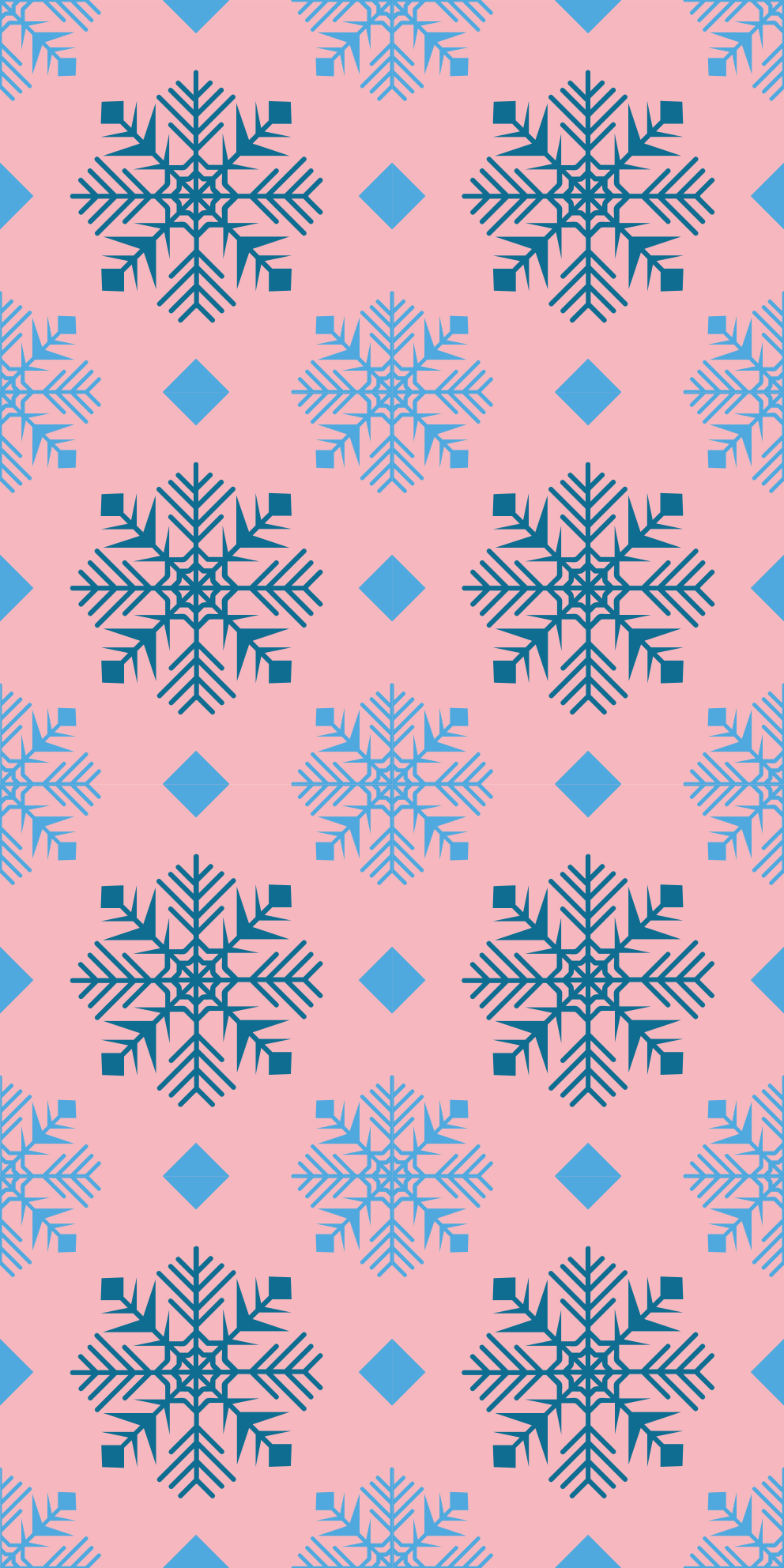 Tapete vinílico do natal padrão de flocos rosa e azul - TenStickers
