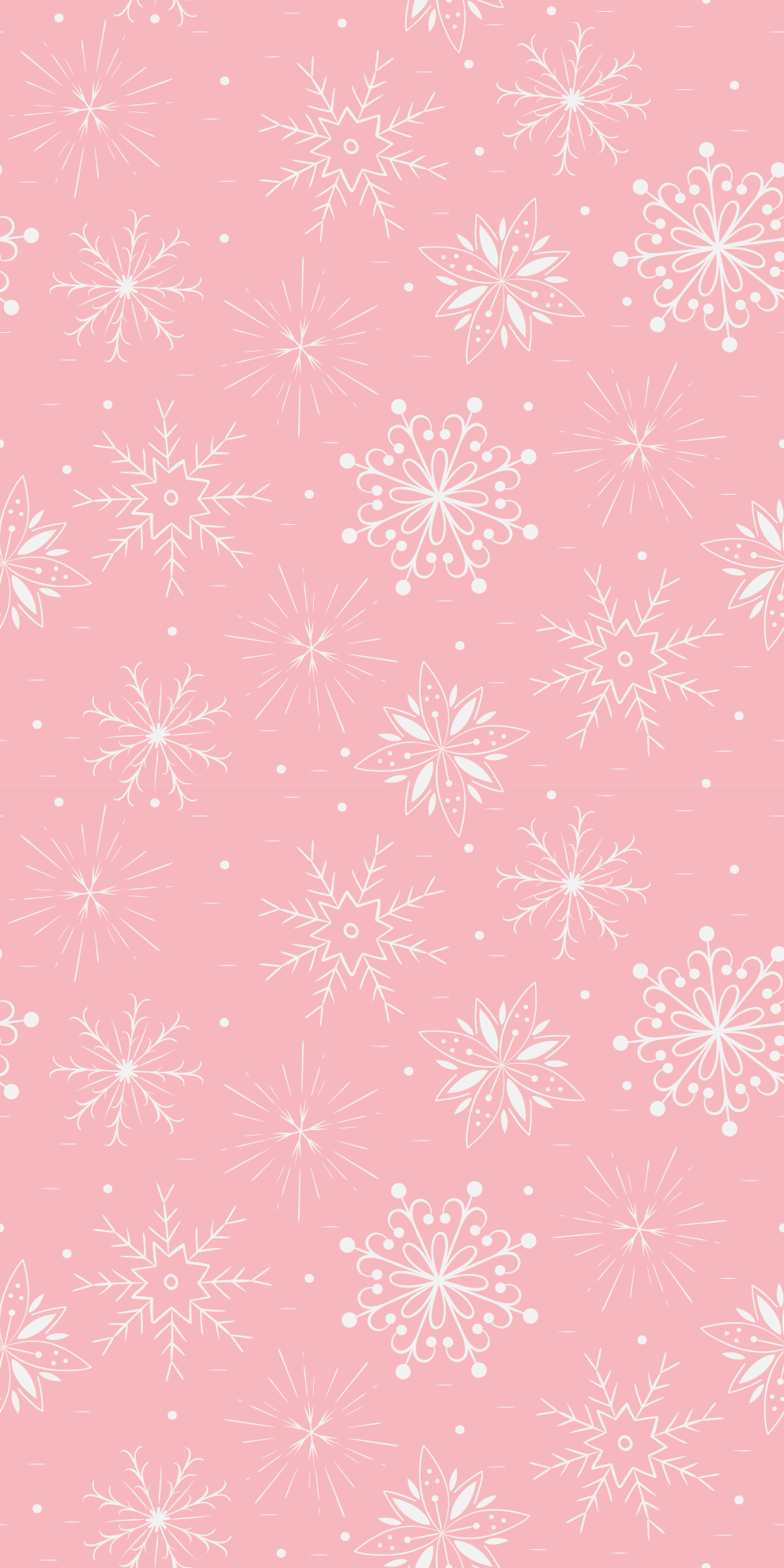 Tapete vinílico do natal flocos brancos em fundo rosa - TenStickers