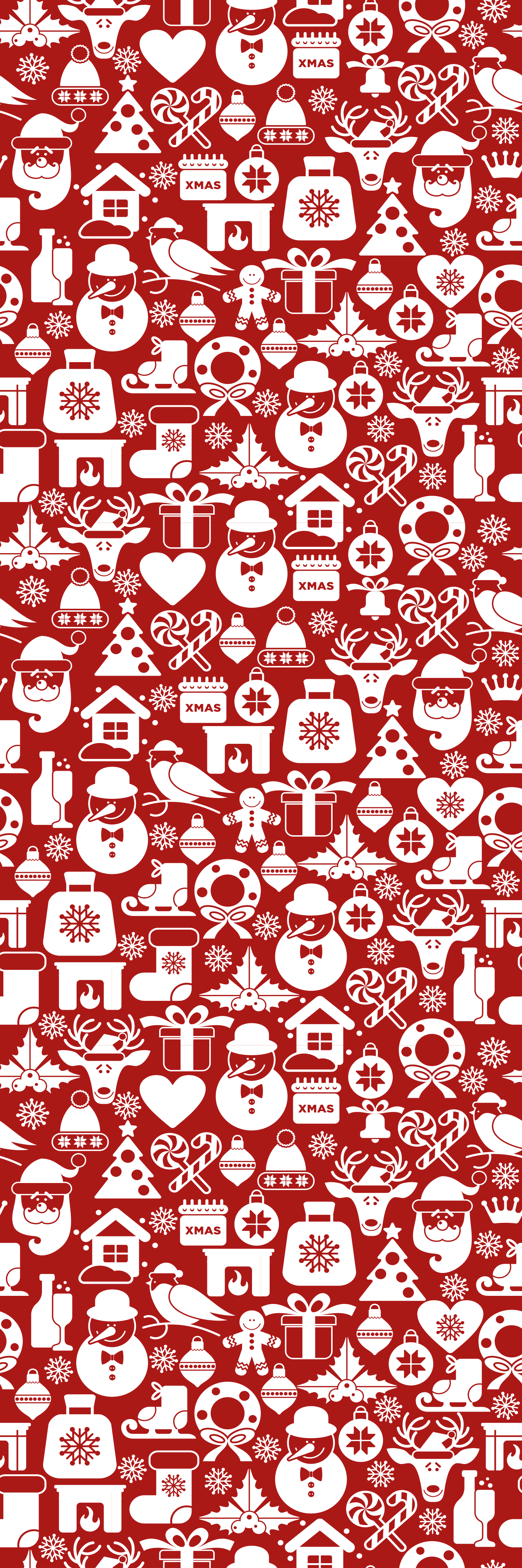 Tapete vinílico do natal ícones natalinos fundo vermelho - TenStickers