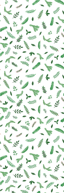 Tapete vinílico do natal com padrão de folhas - TenStickers