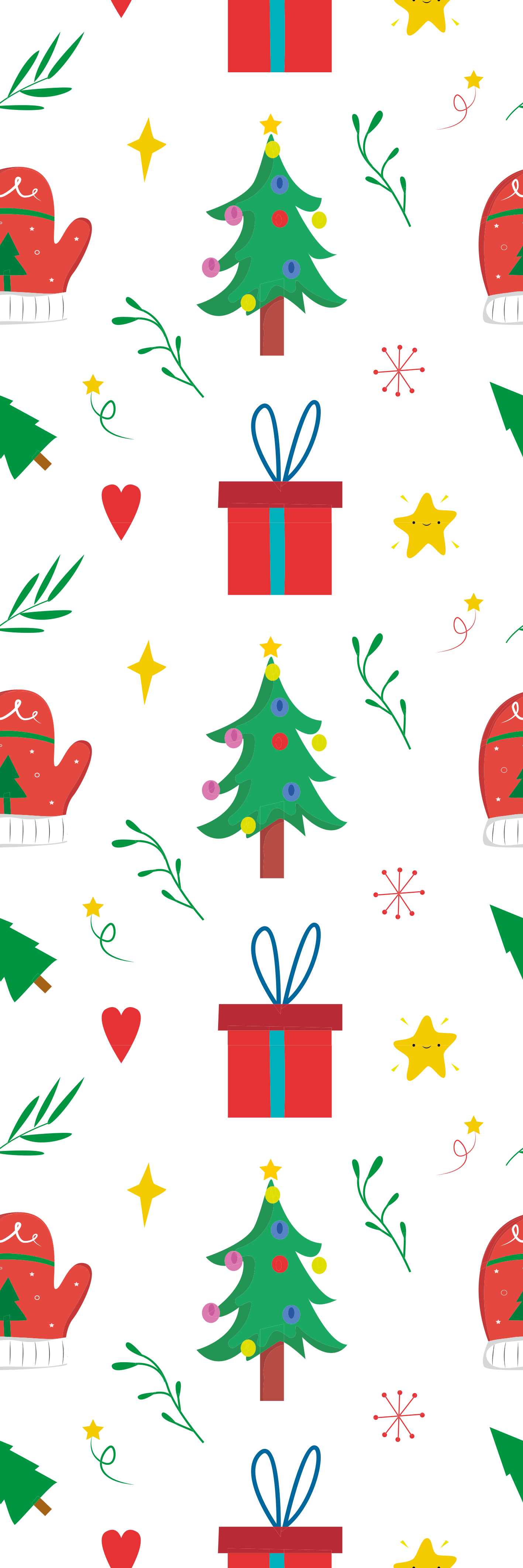 Tapete vinílico do natal com presentes e luvas coloridas - TenStickers