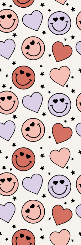 Tapete vinílico quarto rostos sorridentes e corações - TenStickers