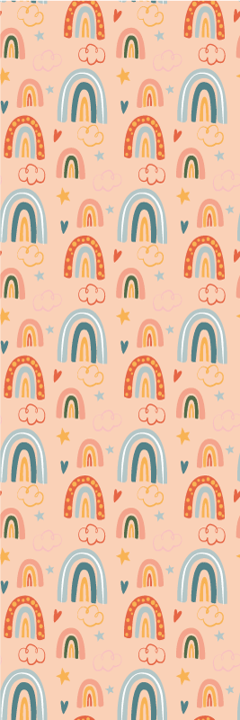 Tapete vinílico quarto tema infantil arco-íris claro - TenStickers