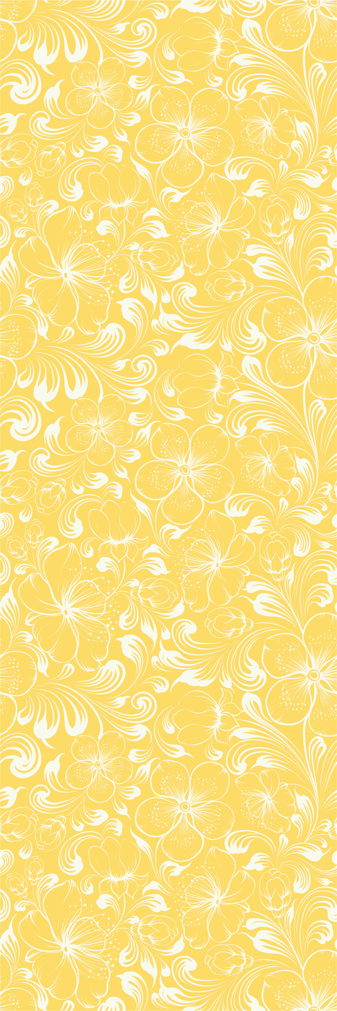 Tapete vinílico quarto estilo grandmillenial floral amarelo - TenStickers