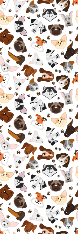 Tapete vinílico quarto cabeças de cães - TenStickers