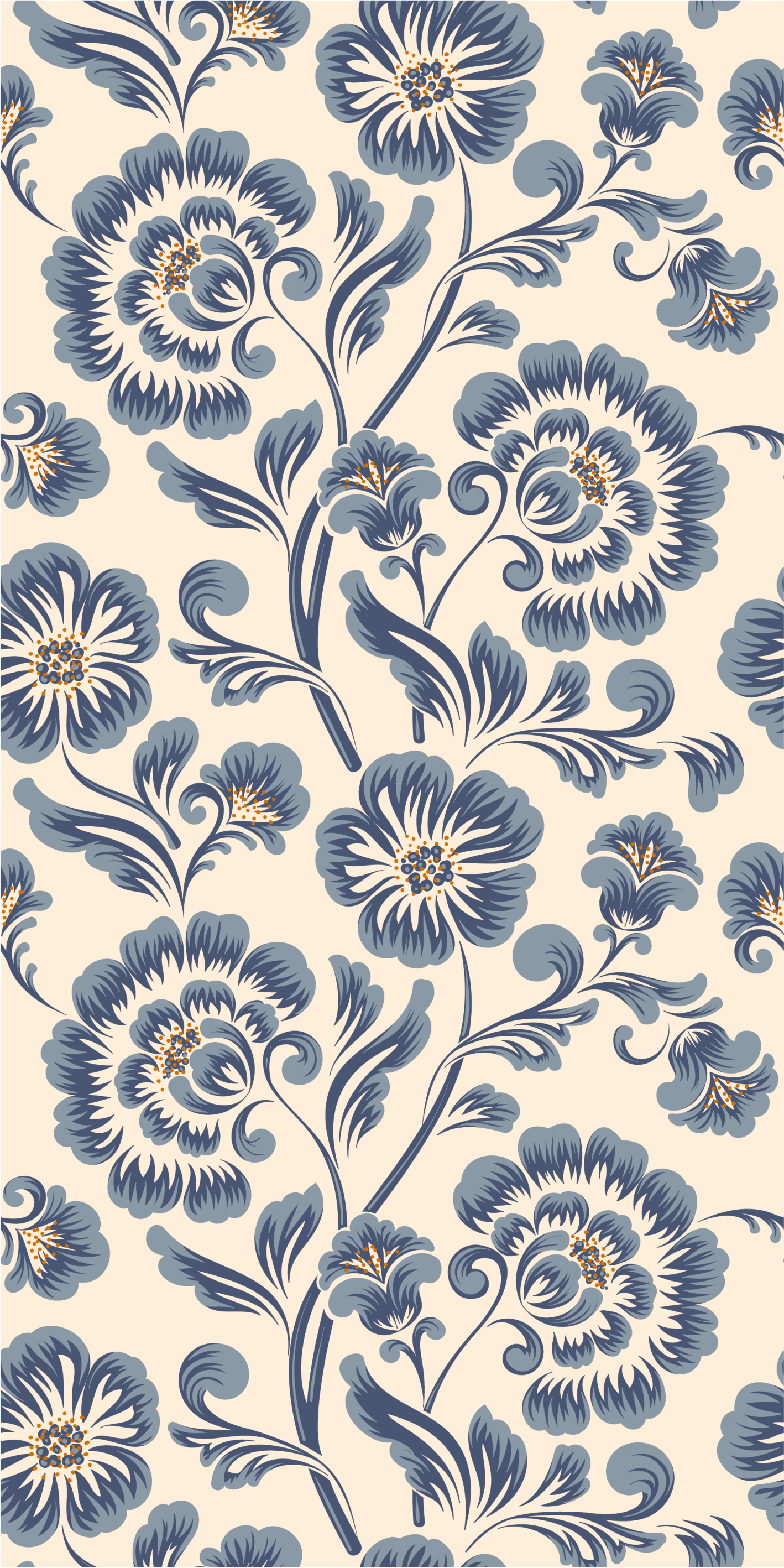 Tapete vinílico quarto estilo vintage floral azul - TenStickers