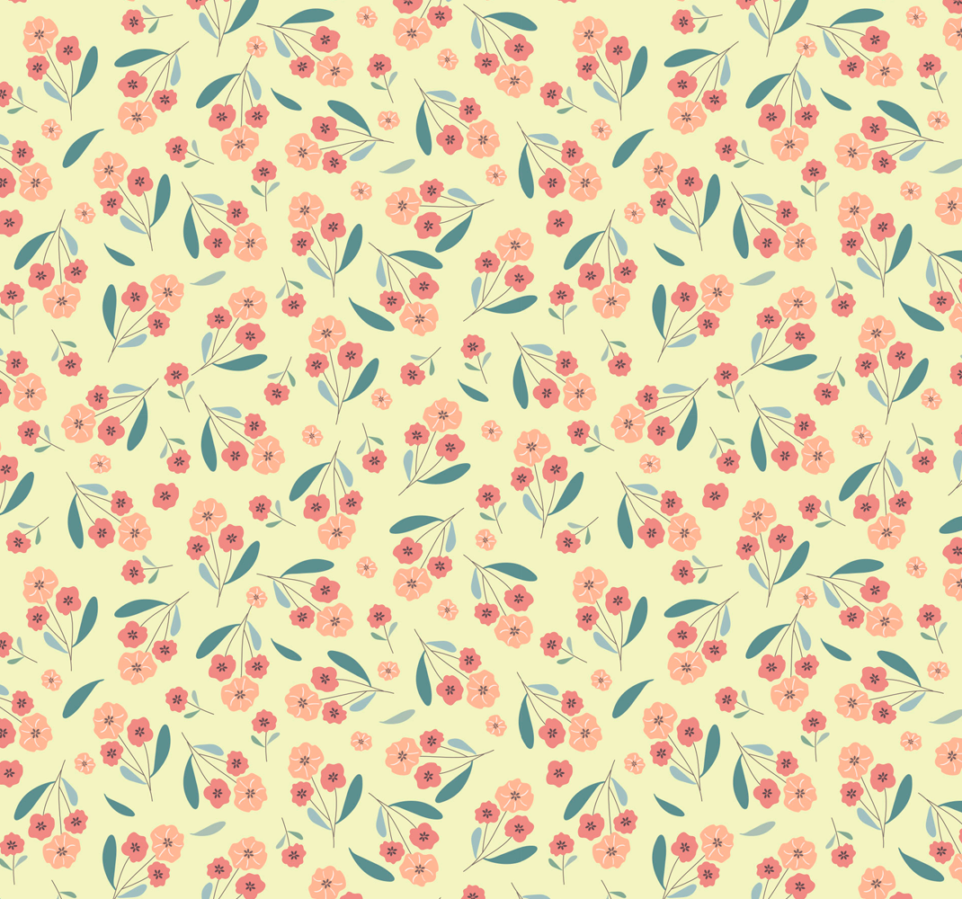 Tapete vinílico quarto padrão de rosas - TenStickers