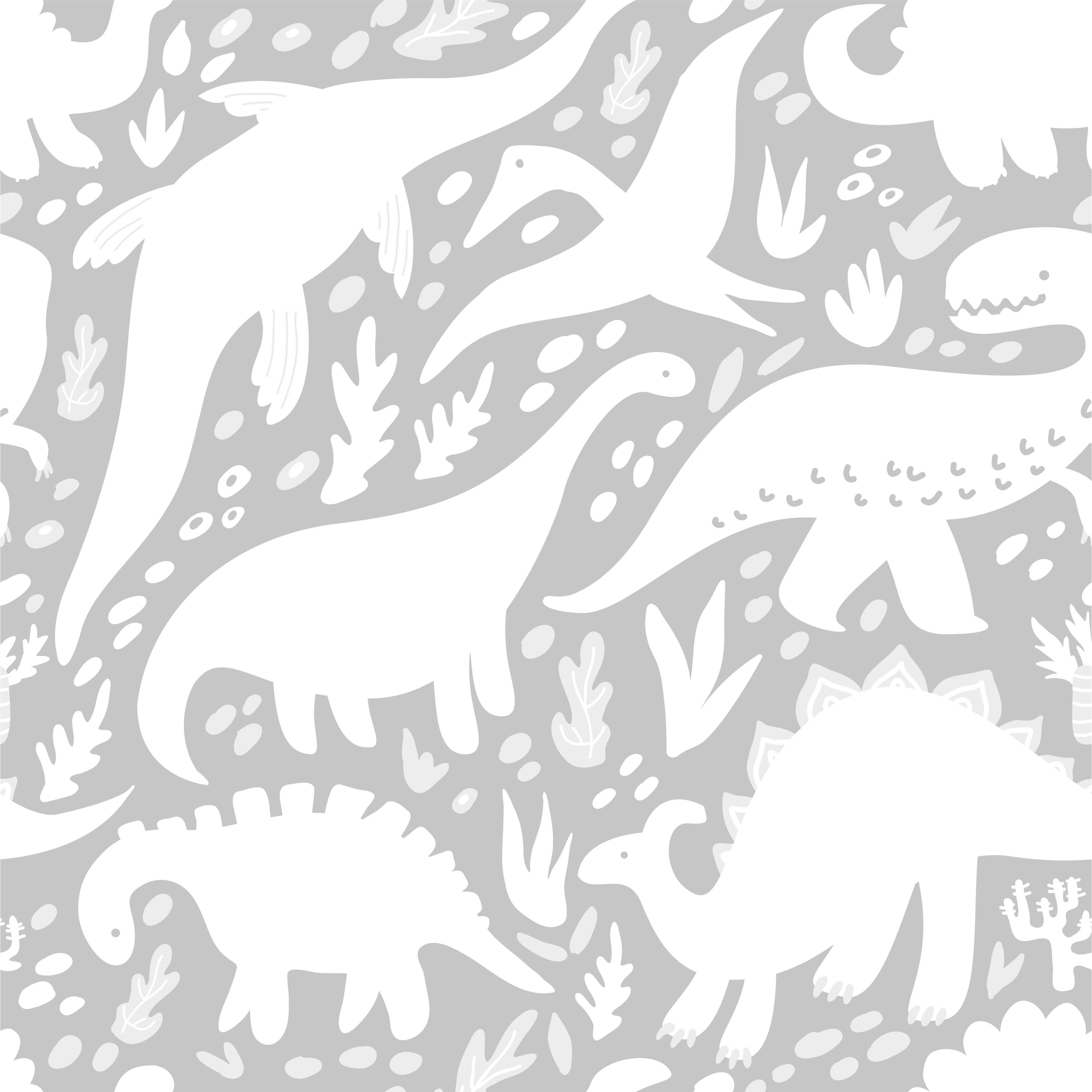 Tapete vinílico quarto padrão dinossauro branco - TenStickers