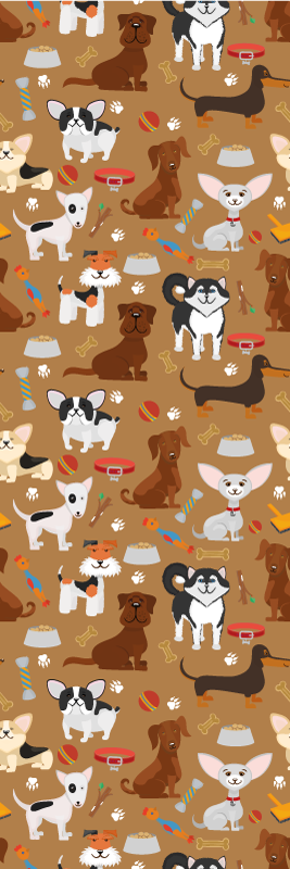 Tapete vinílico quarto com padrão de cachorros fofos - TenStickers