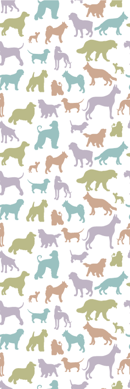 Tapete vinílico quarto silhuetas de cães em cores pastel - TenStickers