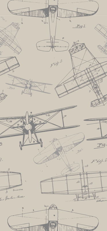 Tapete vinílico quarto padrão de aviões vintage - TenStickers