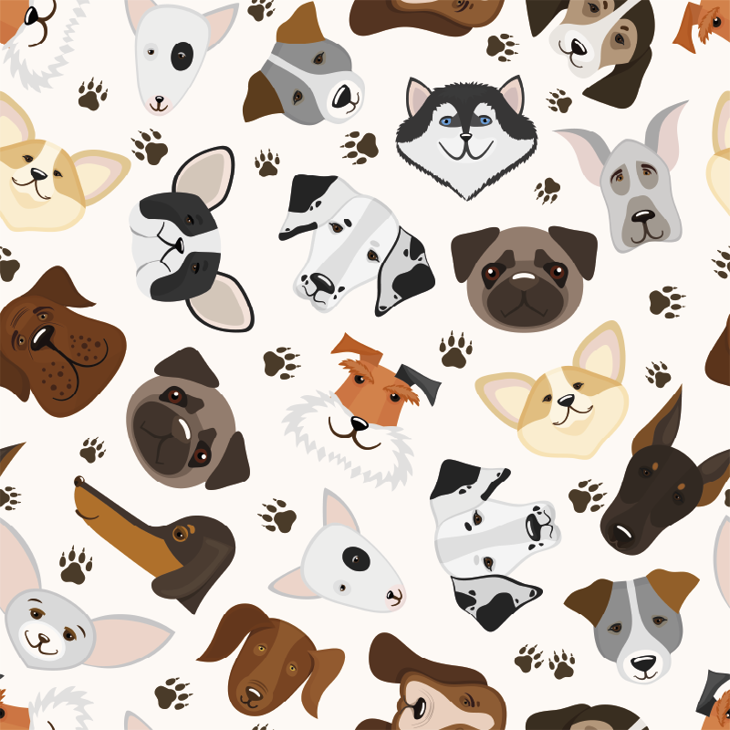 Tapete vinílico quarto padrão fofo de cachorros - TenStickers