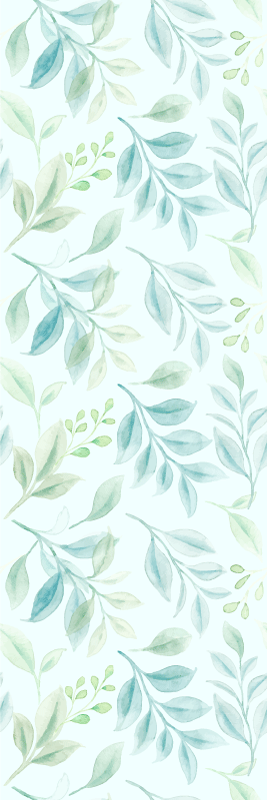 Tapete vinílico quarto folhas finas verdes - TenStickers