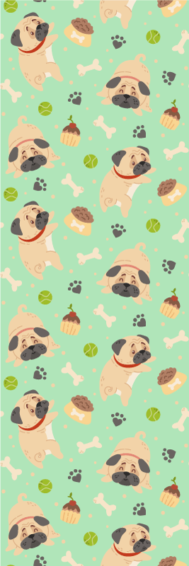 Tapete vinílico quarto bulldog gordo com osso - TenStickers