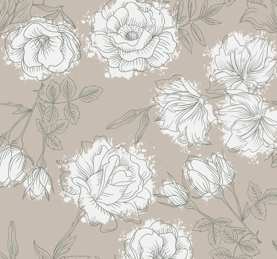 Tapete vinílico quarto com peônias estilo vintage - TenStickers