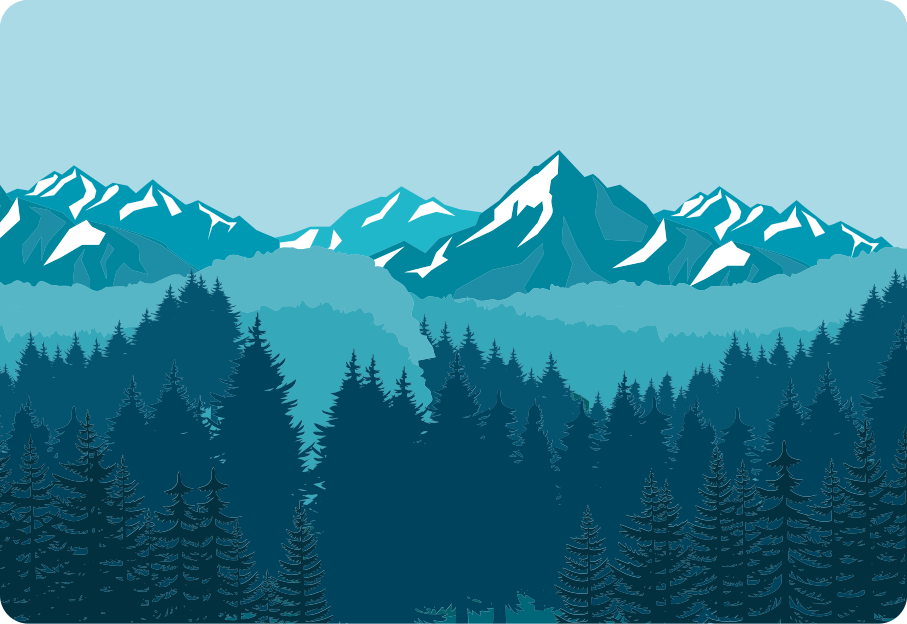 Tapete vinílico natureza paisagem azul e verde - TenStickers